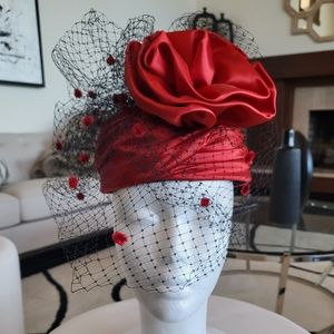 Whittall & Shon Red & Black Church Hat